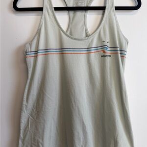 Patagonia Women's Tank Top - Light Gray with Blue and Orange Accents